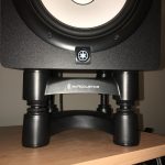 IsoAcoustics ISO-L8R200 Large Studio Monitor Stands - Front shot with monitors